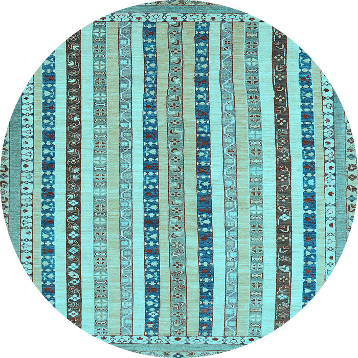 Round Southwestern Light Blue Country Rug, con1028lblu