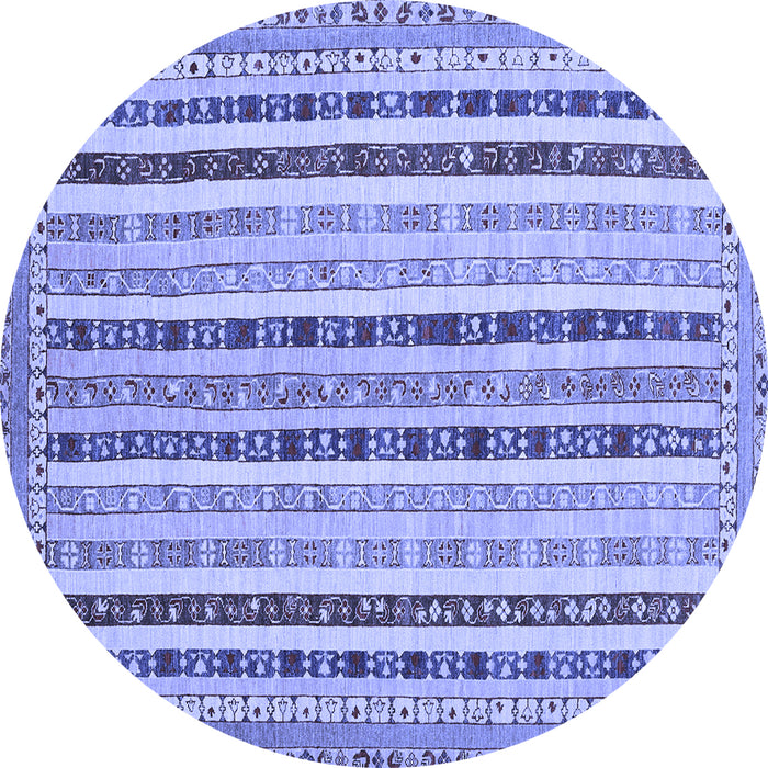 Round Machine Washable Southwestern Blue Country Rug, wshcon1028blu