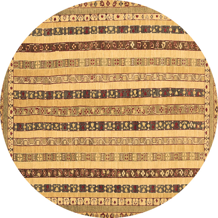 Round Southwestern Brown Country Rug, con1028brn
