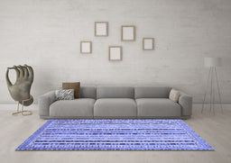 Machine Washable Southwestern Blue Country Rug in a Living Room, wshcon1028blu