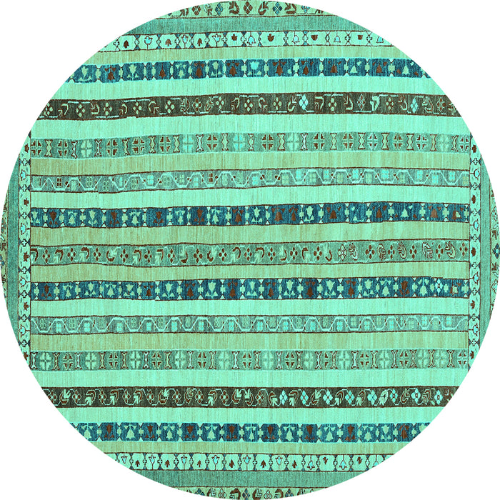 Round Southwestern Turquoise Country Rug, con1028turq