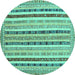 Round Southwestern Turquoise Country Rug, con1028turq