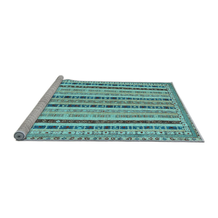 Sideview of Machine Washable Southwestern Light Blue Country Rug, wshcon1028lblu