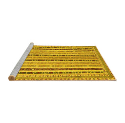 Sideview of Machine Washable Southwestern Yellow Country Rug, wshcon1028yw