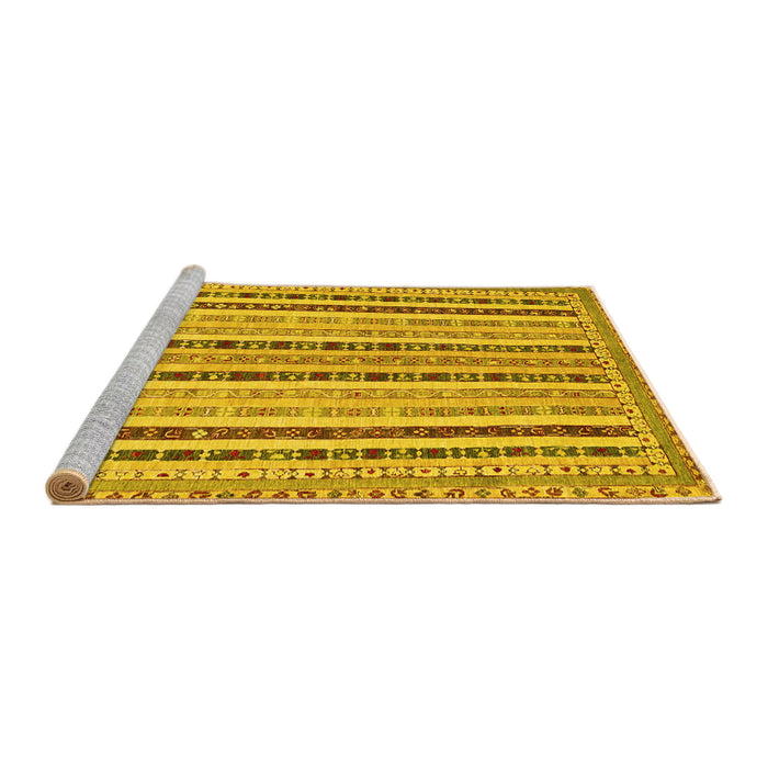 Sideview of Machine Washable Southwestern Yellow Country Rug, wshcon1028yw
