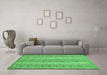 Machine Washable Southwestern Emerald Green Country Area Rugs in a Living Room,, wshcon1028emgrn