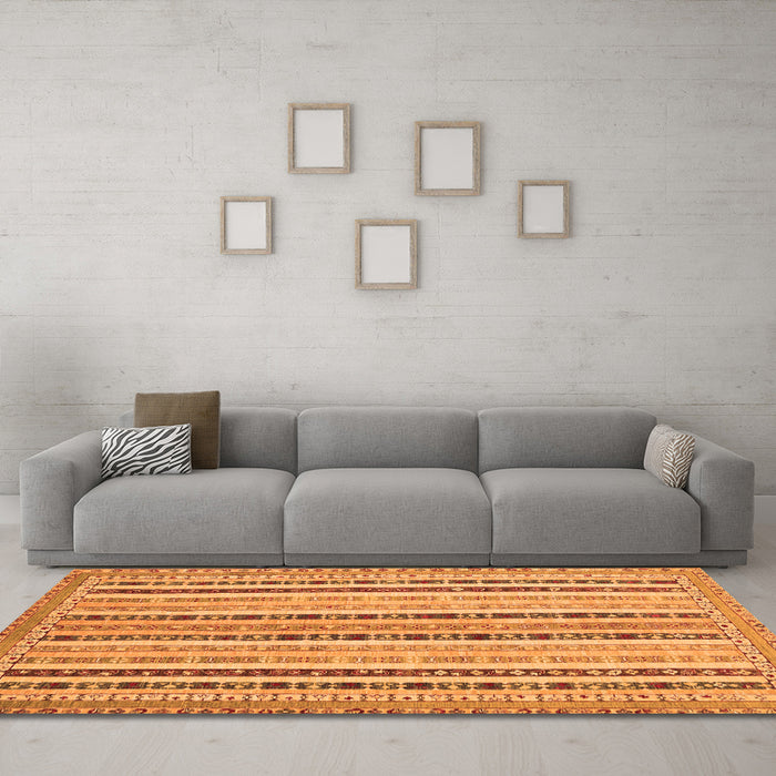 Machine Washable Southwestern Orange Country Area Rugs in a Living Room, wshcon1028org