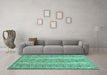 Machine Washable Southwestern Turquoise Country Area Rugs in a Living Room,, wshcon1028turq