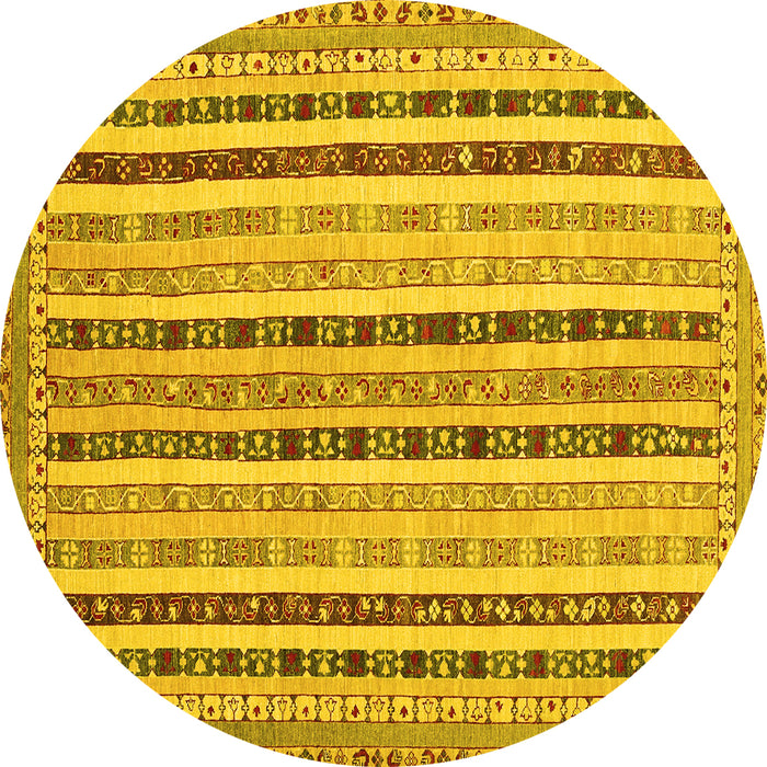 Round Southwestern Yellow Country Rug, con1028yw