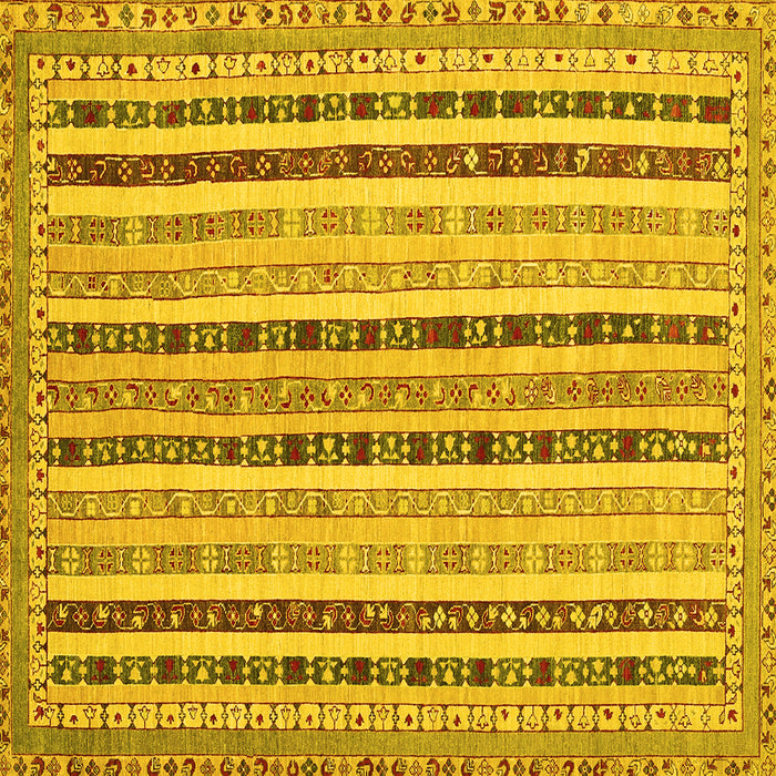 Square Machine Washable Southwestern Yellow Country Rug, wshcon1028yw