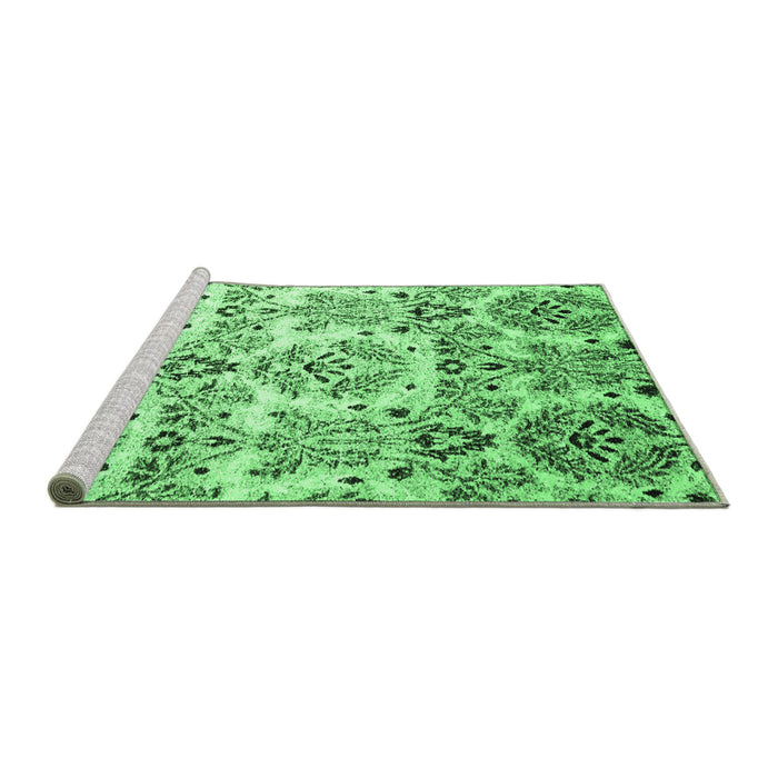 Sideview of Machine Washable Abstract Emerald Green Contemporary Area Rugs, wshcon1029emgrn