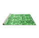 Sideview of Machine Washable Abstract Emerald Green Contemporary Area Rugs, wshcon1029emgrn