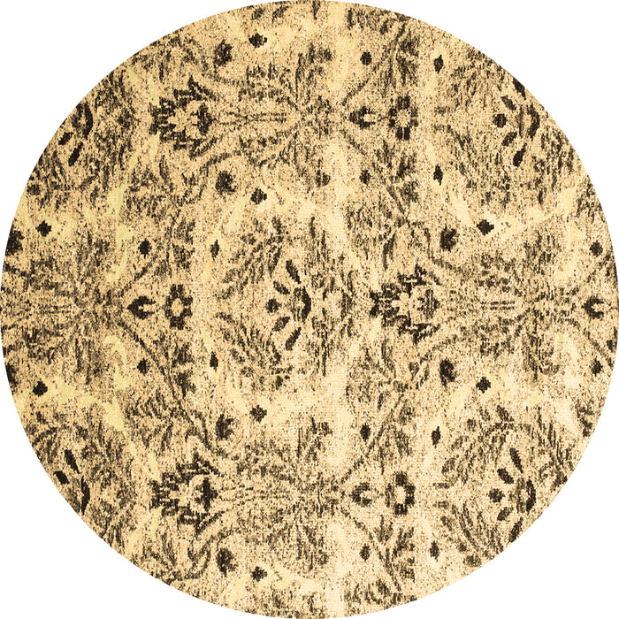Round Abstract Brown Contemporary Rug, con1029brn