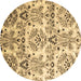 Round Abstract Brown Contemporary Rug, con1029brn