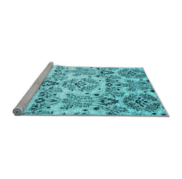 Sideview of Machine Washable Abstract Light Blue Contemporary Rug, wshcon1029lblu
