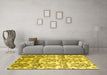 Machine Washable Abstract Yellow Contemporary Rug in a Living Room, wshcon1029yw