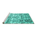 Sideview of Machine Washable Abstract Turquoise Contemporary Area Rugs, wshcon1029turq