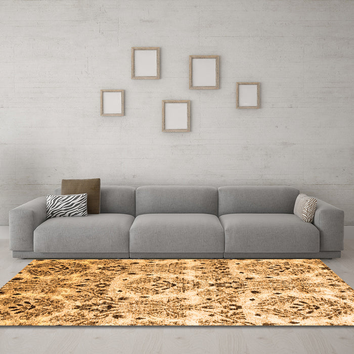 Machine Washable Abstract Orange Contemporary Area Rugs in a Living Room, wshcon1029org