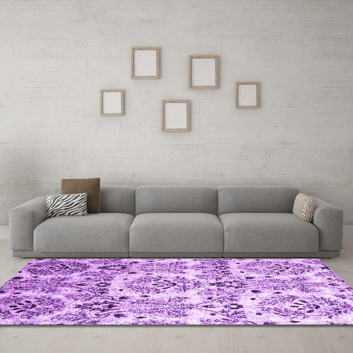 Machine Washable Abstract Purple Contemporary Area Rugs in a Living Room, wshcon1029pur