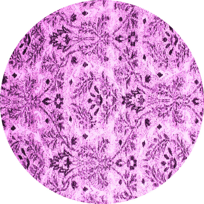 Round Machine Washable Abstract Pink Contemporary Rug, wshcon1029pnk