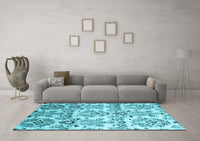 Machine Washable Abstract Light Blue Contemporary Rug, wshcon1029lblu