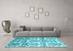 Machine Washable Abstract Light Blue Contemporary Rug in a Living Room, wshcon1029lblu