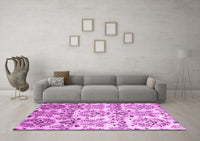 Machine Washable Abstract Pink Contemporary Rug, wshcon1029pnk