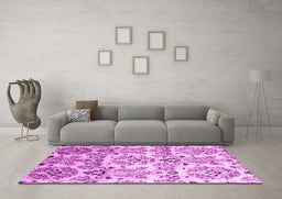 Machine Washable Abstract Pink Contemporary Rug in a Living Room, wshcon1029pnk