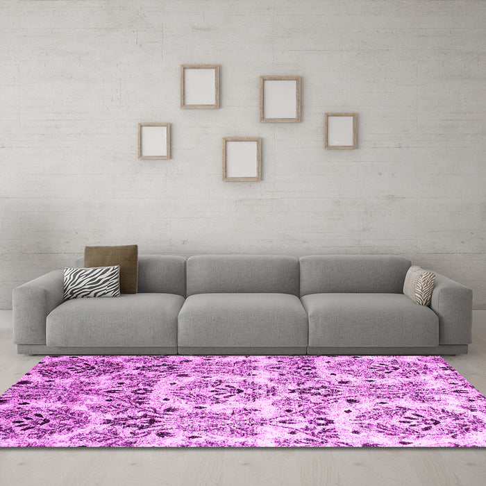 Machine Washable Abstract Pink Contemporary Rug in a Living Room, wshcon1029pnk