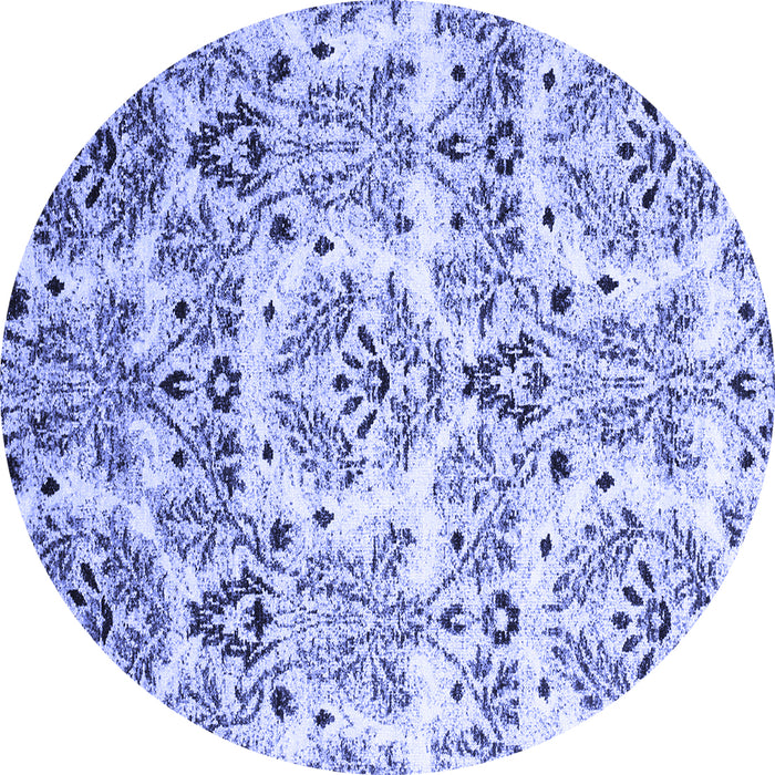 Round Machine Washable Abstract Blue Contemporary Rug, wshcon1029blu
