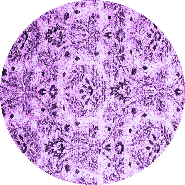 Round Abstract Purple Contemporary Rug, con1029pur