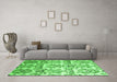 Machine Washable Abstract Green Contemporary Area Rugs in a Living Room,, wshcon1029grn
