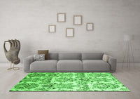 Machine Washable Abstract Green Contemporary Rug, wshcon1029grn