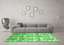 Machine Washable Abstract Green Contemporary Area Rugs in a Living Room,, wshcon1029grn