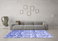 Machine Washable Abstract Blue Contemporary Rug, wshcon1029blu