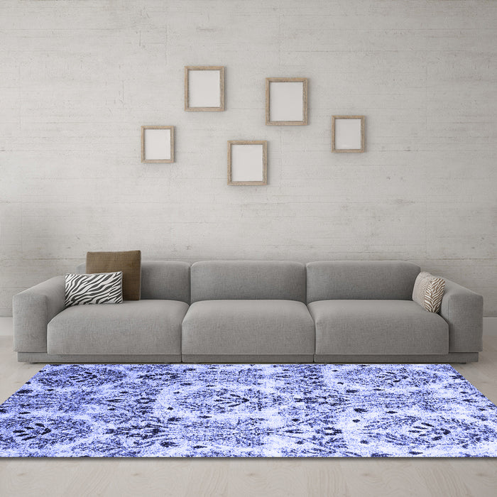 Machine Washable Abstract Blue Contemporary Rug in a Living Room, wshcon1029blu