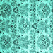 Square Machine Washable Abstract Turquoise Contemporary Area Rugs, wshcon1029turq
