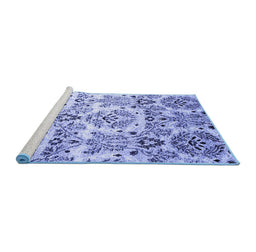 Sideview of Machine Washable Abstract Blue Contemporary Rug, wshcon1029blu