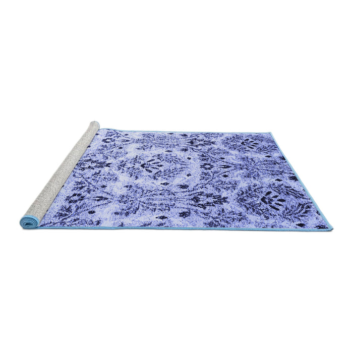 Sideview of Machine Washable Abstract Blue Contemporary Rug, wshcon1029blu
