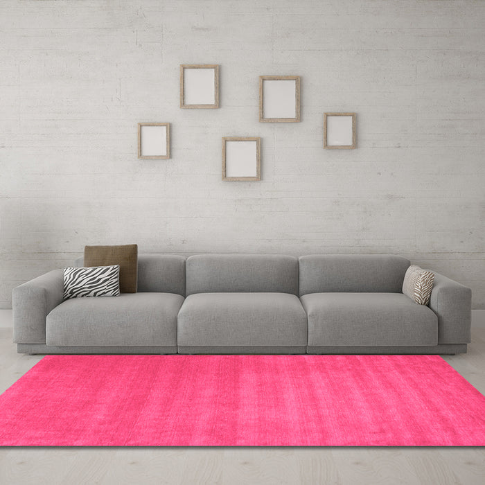Machine Washable Abstract Pink Contemporary Rug in a Living Room, wshcon102pnk