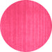 Round Machine Washable Abstract Pink Contemporary Rug, wshcon102pnk