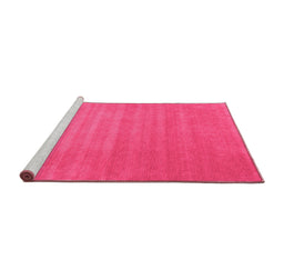 Sideview of Machine Washable Abstract Pink Contemporary Rug, wshcon102pnk