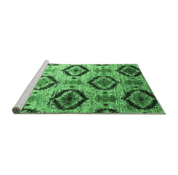 Sideview of Machine Washable Southwestern Emerald Green Country Area Rugs, wshcon1030emgrn