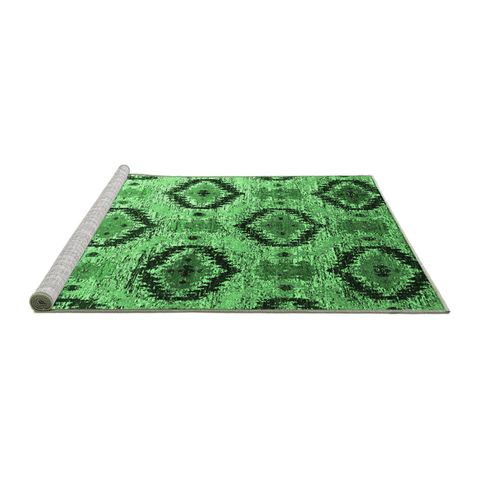 Sideview of Machine Washable Southwestern Emerald Green Country Area Rugs, wshcon1030emgrn