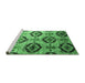 Sideview of Machine Washable Southwestern Emerald Green Country Area Rugs, wshcon1030emgrn