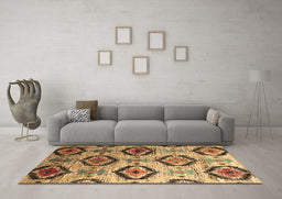 Machine Washable Southwestern Brown Country Rug in a Living Room,, wshcon1030brn