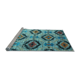 Sideview of Machine Washable Southwestern Light Blue Country Rug, wshcon1030lblu