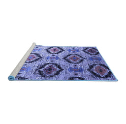Sideview of Machine Washable Southwestern Blue Country Rug, wshcon1030blu