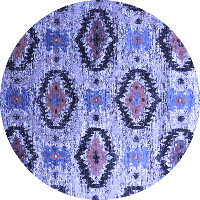 Round Machine Washable Southwestern Blue Country Rug, wshcon1030blu