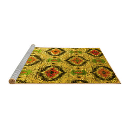 Sideview of Machine Washable Southwestern Yellow Country Rug, wshcon1030yw